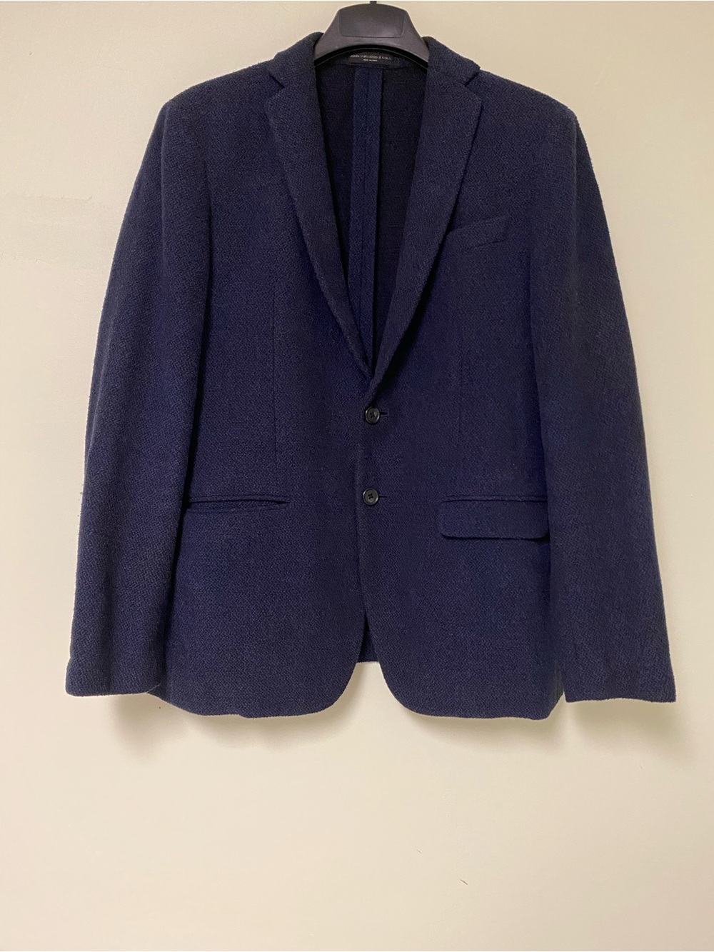 John Varvatos Navy Textured Two-Button Blazer